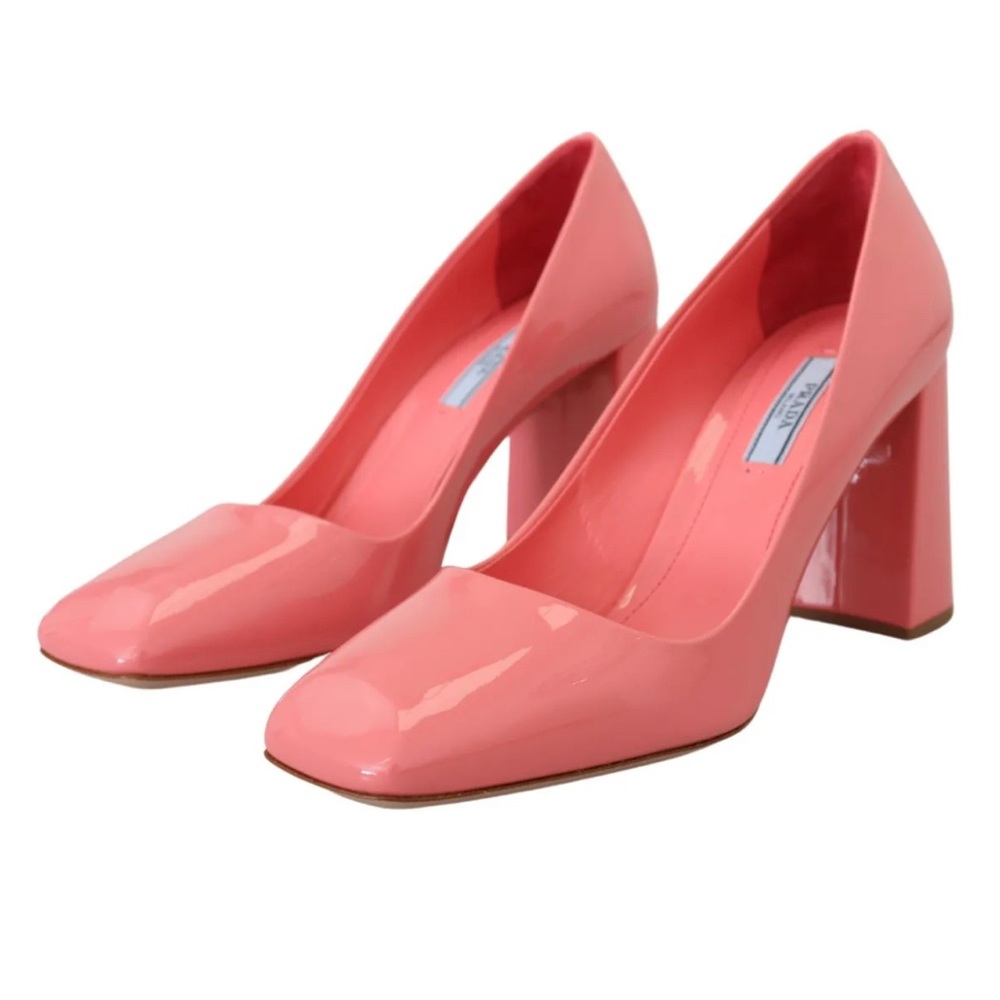 New Prada Pink Patent Leather Pumps | Square Toe Block Heel | EU36